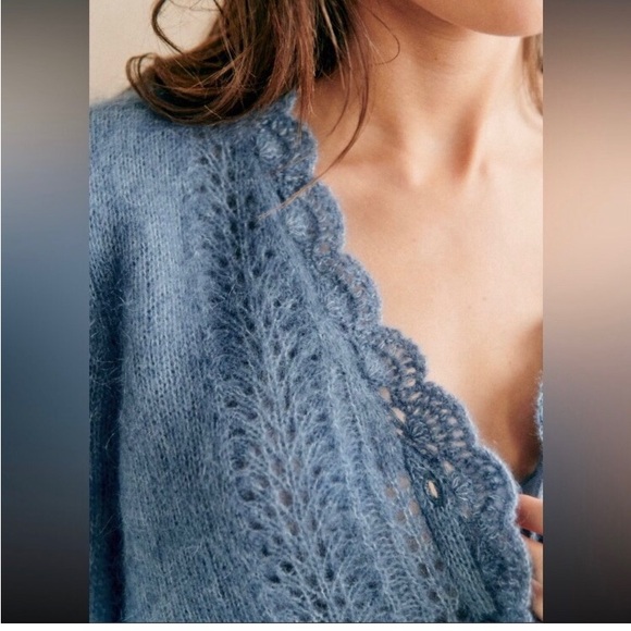 Sezane Soft Blue Knit Cardigan - Picture 4 of 11